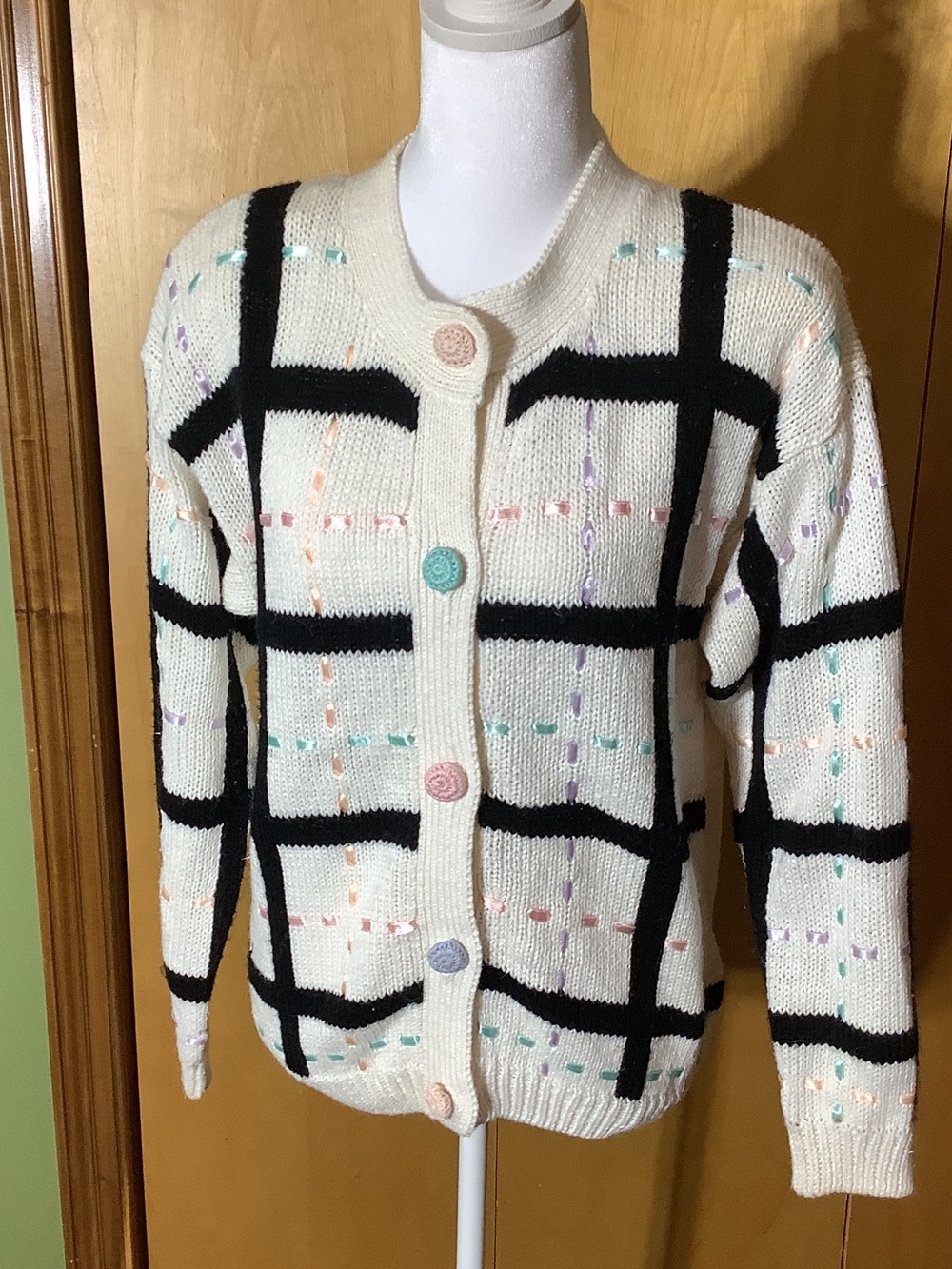 Spice of Life vintage ribbon trimmed sweater, size small